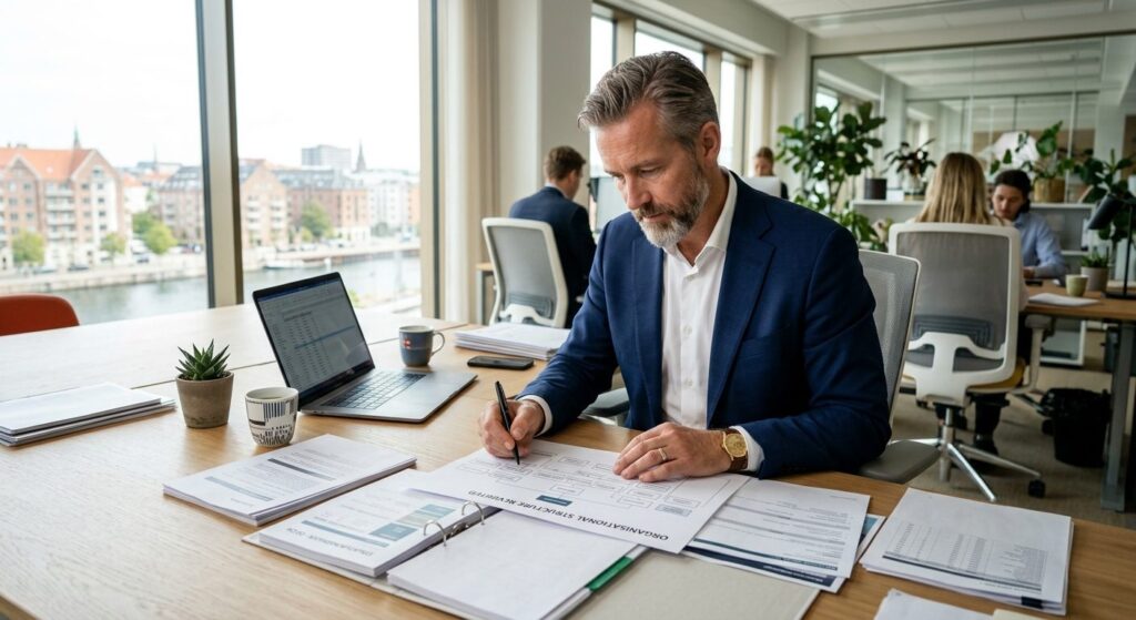 Dansk virksomhedsejer gennemgår virksomhedsstruktur og ændringer fra enkeltmandsvirksomhed til ApS