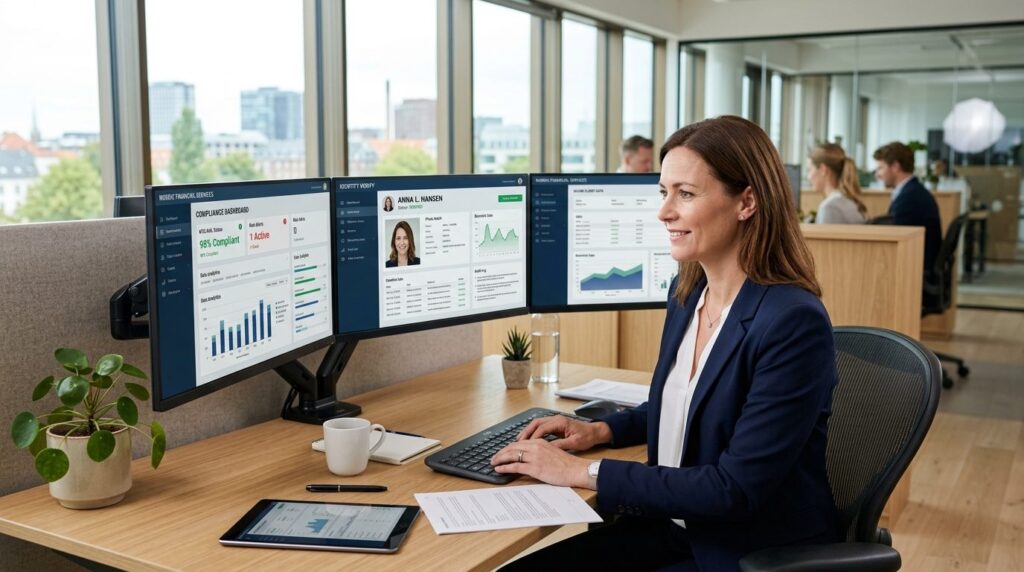 Professional lawyer or financial advisor in a contemporary o