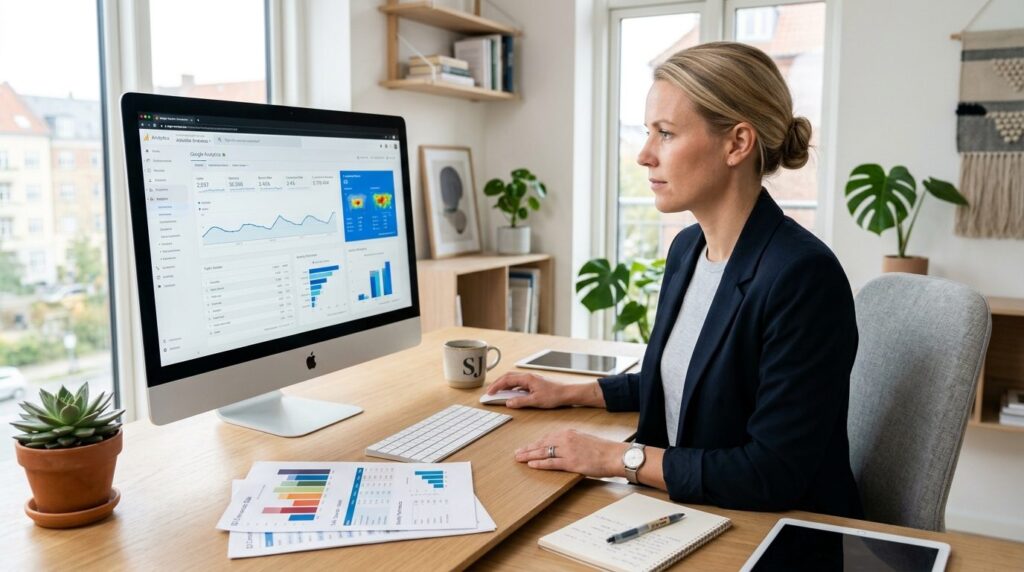 Professional stock photo of a focused entrepreneur reviewing